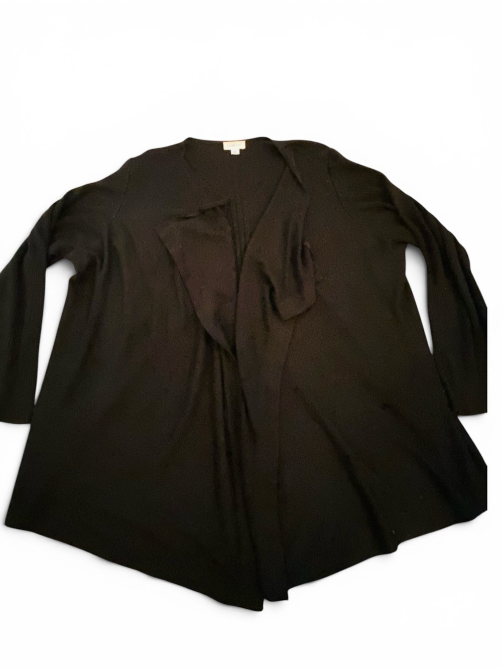 AVENUE Black Long Cardigan – Draped Lapel – Plus Size 26/28 – Elegant